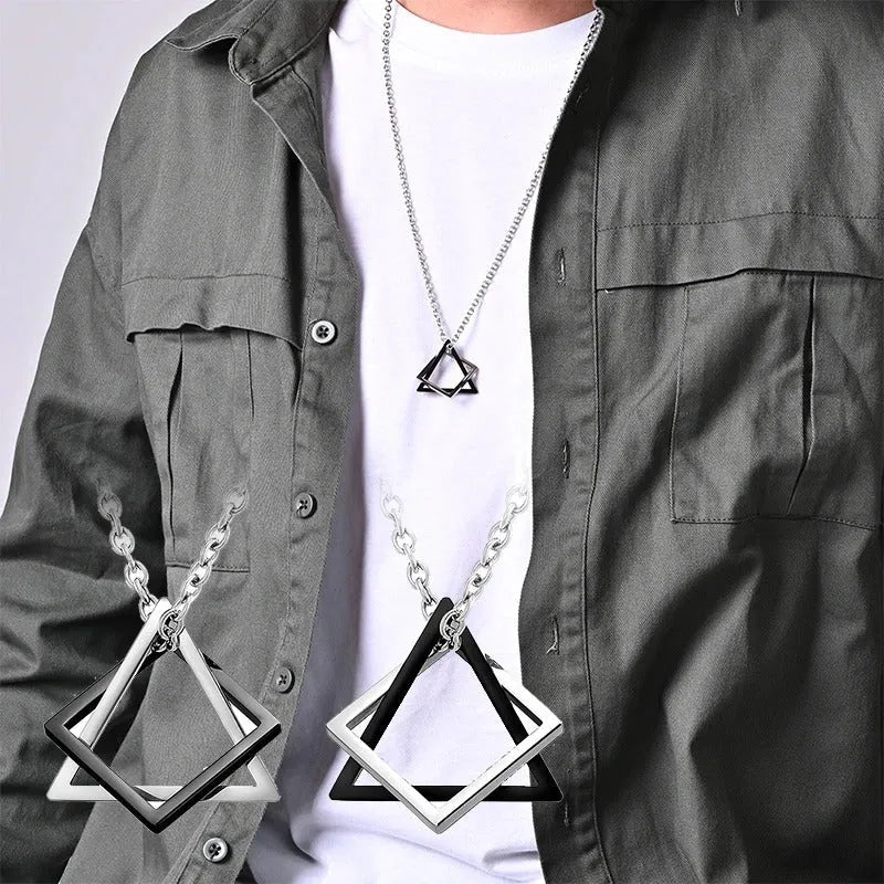 Titanium Steel Interlock Choker – Stylish Unisex Pendant Necklace