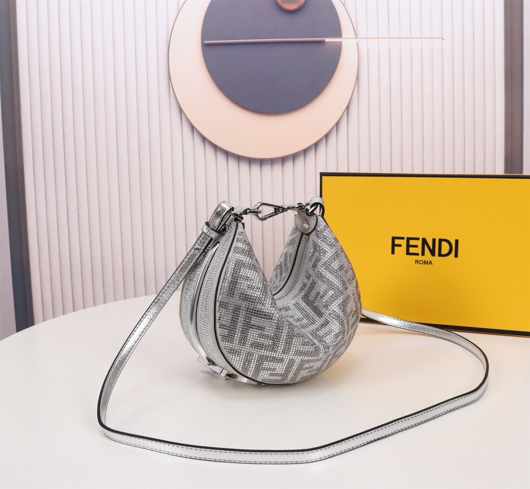 Fendi Roma Crystal Women’s Leather Shoulder Bag – Luxury & Glamour